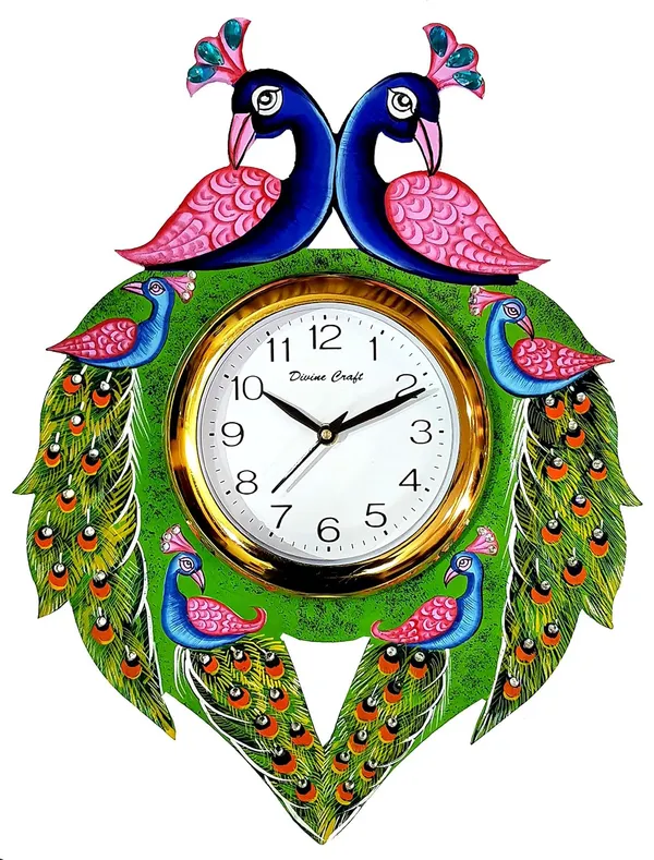 Handcrafted_Peacock_Wall_Clock_Decorative_Designer_Wall_Clock_For_Home_Living_Room_Bedroom_Office_Unique_Ethnic_Wall_Decor_Clock