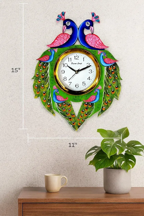 Handcrafted_Peacock_Wall_Clock_Decorative_Designer_Wall_Clock_For_Home_Living_Room_Bedroom_Office_Unique_Ethnic_Wall_Decor_Clock
