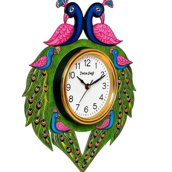 Handcrafted_Peacock_Wall_Clock_Decorative_Designer_Wall_Clock_For_Home_Living_Room_Bedroom_Office_Unique_Ethnic_Wall_Decor_Clock