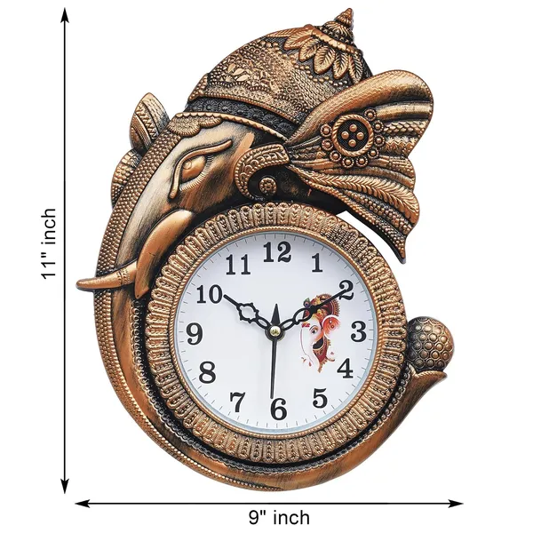 Decorative_Ganesha_Wall_Clock_Copper_Finish_Elephant_Design_Analog_Display_Traditional_Indian_Theme