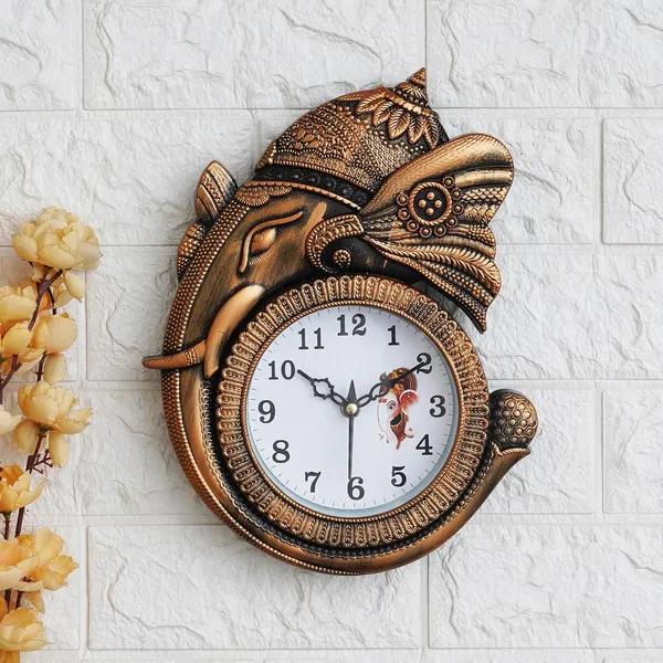 Decorative_Ganesha_Wall_Clock_Copper_Finish_Elephant_Design_Analog_Display_Traditional_Indian_Theme