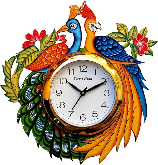 Handcrafted_Peacock_Wall_Clock_Decorative_Designer_Wall_Clock_For_Home_Living_Room_Bedroom_Office_Unique_Traditional_Wall_Decor_Clock