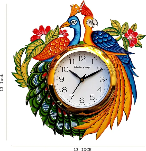 Handcrafted_Peacock_Wall_Clock_Decorative_Designer_Wall_Clock_For_Home_Living_Room_Bedroom_Office_Unique_Traditional_Wall_Decor_Clock