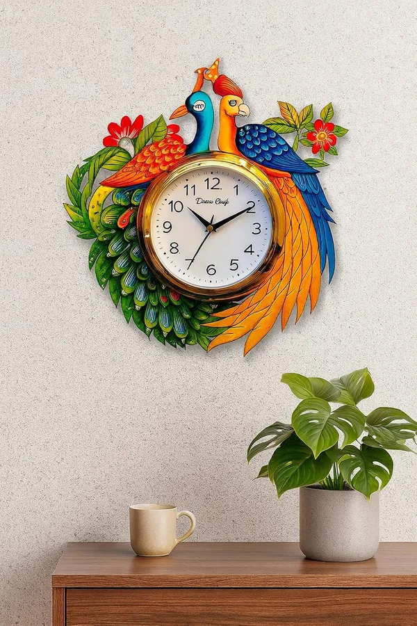 Handcrafted_Peacock_Wall_Clock_Decorative_Designer_Wall_Clock_For_Home_Living_Room_Bedroom_Office_Unique_Traditional_Wall_Decor_Clock