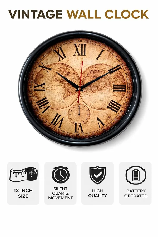 Wall_Clock_12_Inch_Silent_Non_Ticking_Quartz_Roman_Numeral_Antique_Design_Decorative_Round_Wall_Clock_For_Living_Room_Bedroom_Office_Home_Decor_Vintage_World_Map_Wall_Clock