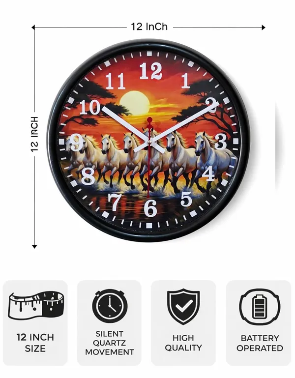 Wall_Clock_12_Inch_Silent_Non_Ticking_Quartz_Roman_Numeral_Antique_Design_Decorative_Round_Wall_Clock_For_Living_Room_Bedroom_Office_Home_Decor_Running_Horses_Wall_Clock