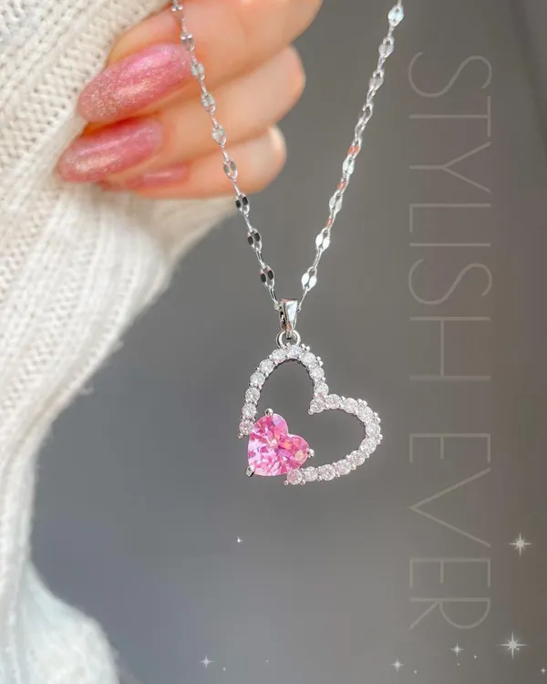 Duo_Heart_Diamond_Chain_For_Women|_SILVER_925