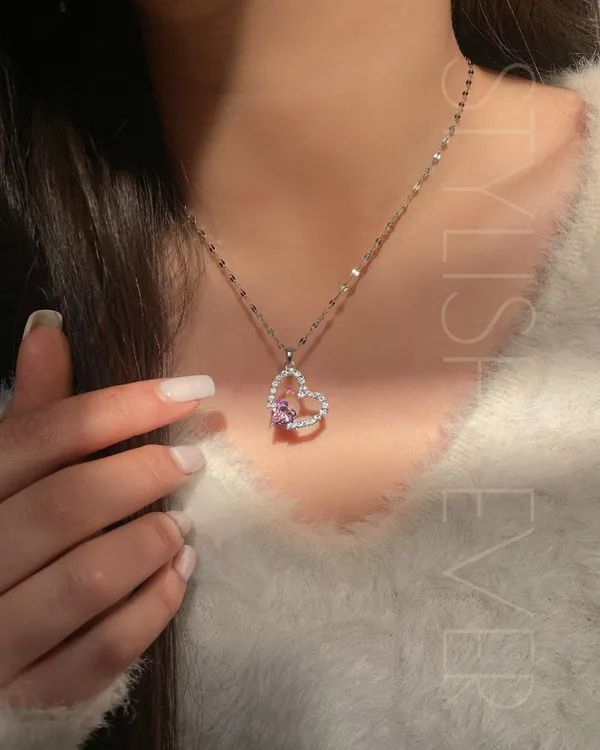 Duo_Heart_Diamond_Chain_For_Women|_SILVER_925