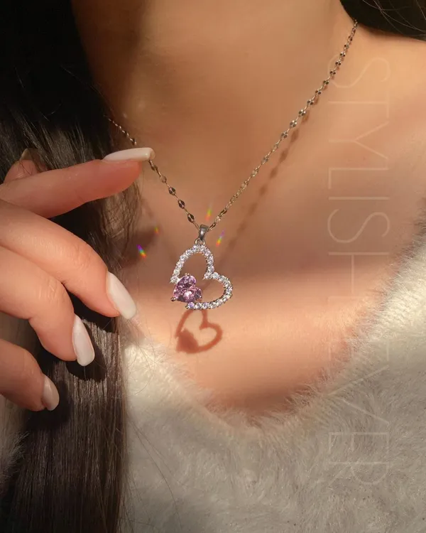 Duo_Heart_Diamond_Chain_For_Women|_SILVER_925