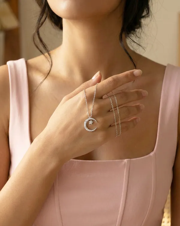 Moon_Star_Chain_For_Women|_SILVER_925