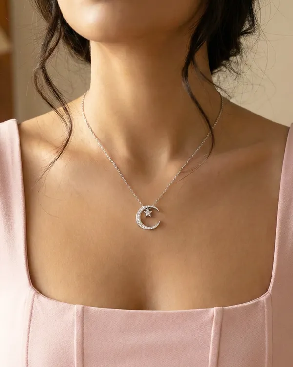 Moon_Star_Chain_For_Women|_SILVER_925