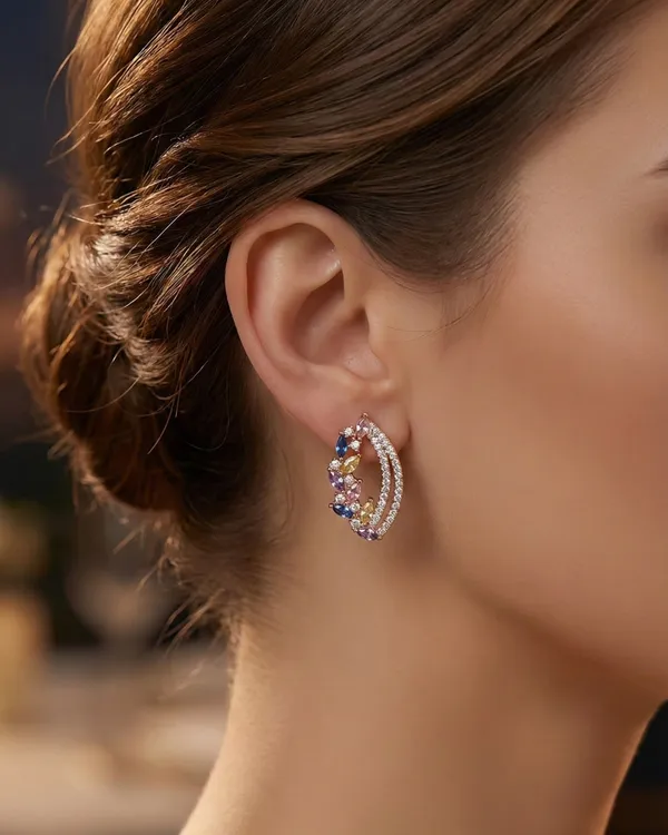 Rainbow_Crystal_Curve_Earring_For_Women|_SILVER_925