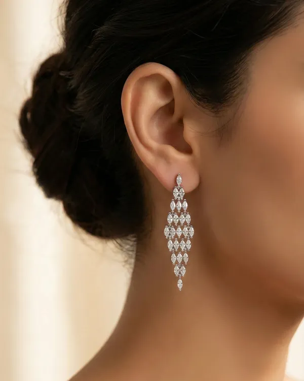 Diamond_Rain_Earrings_For_Women__|_SILVER_PURE_925