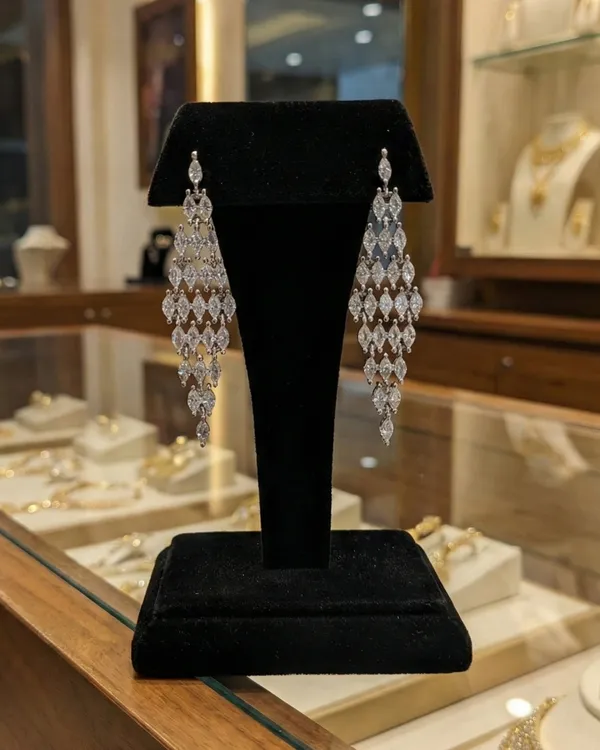 Diamond_Rain_Earrings_For_Women__|_SILVER_PURE_925