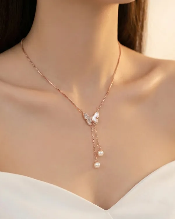 The_Ethereal_Butterfly_&_Pearl_Drop_Necklace_For_Women|_SILVER_925