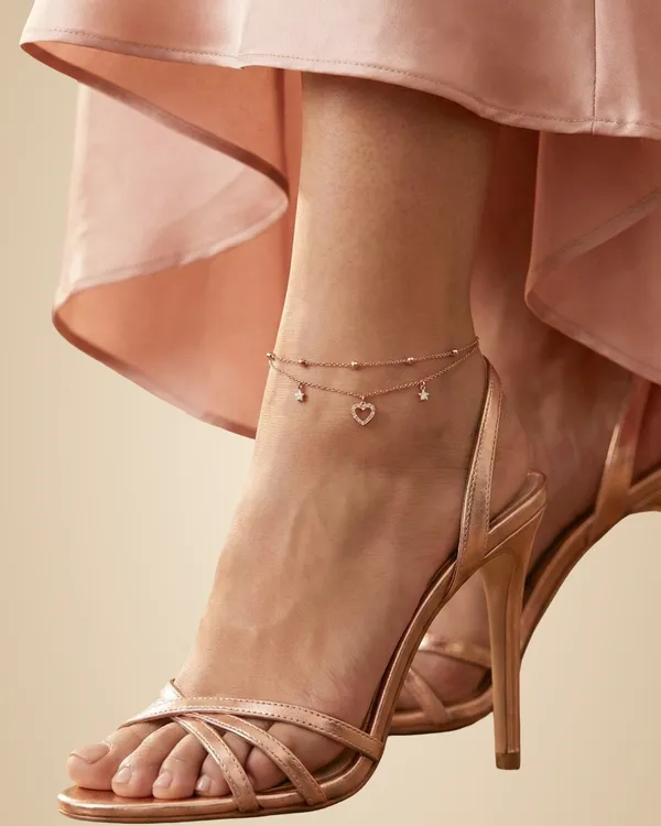 Blushing_Heart_&_Star_Anklet_For_Women|_SILVER_925