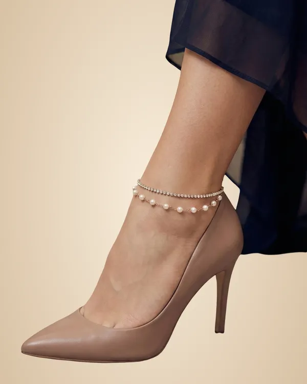 Pearl_Diamond_Anklet_For_Women|_SILVER_925