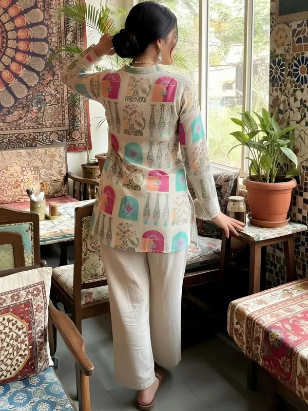 Cream_Vatican_Tribal_Printed_Kurti