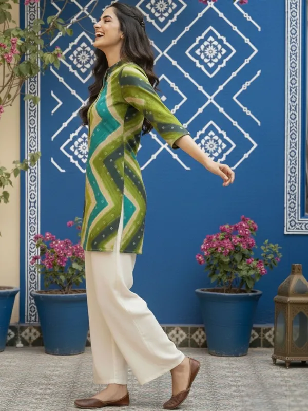 Green_Rayon_Chevron_Printed_Kurti