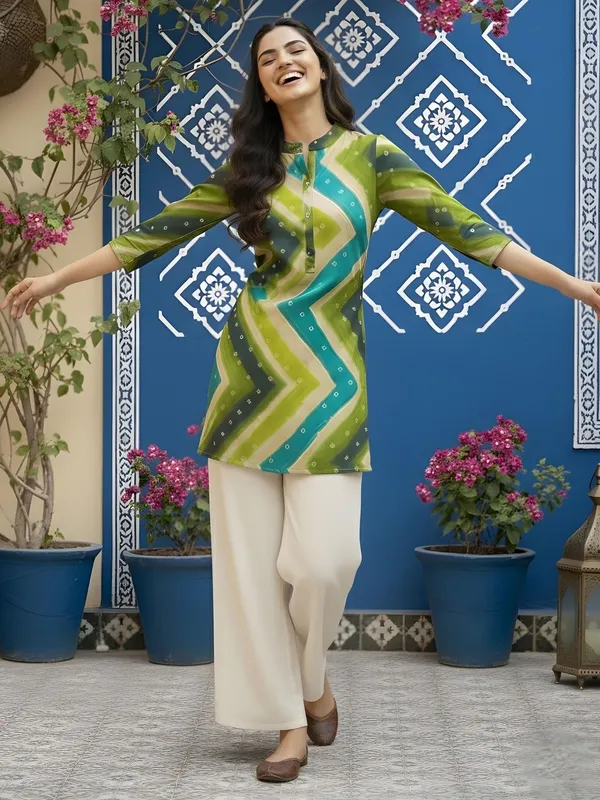 Green_Rayon_Chevron_Printed_Kurti