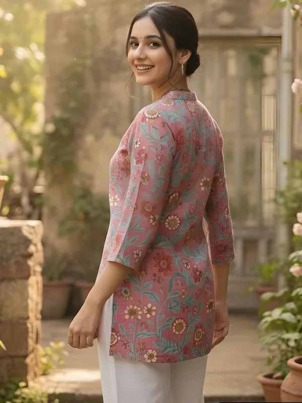 Pink_Cotton_Floral_Printed_Kurti