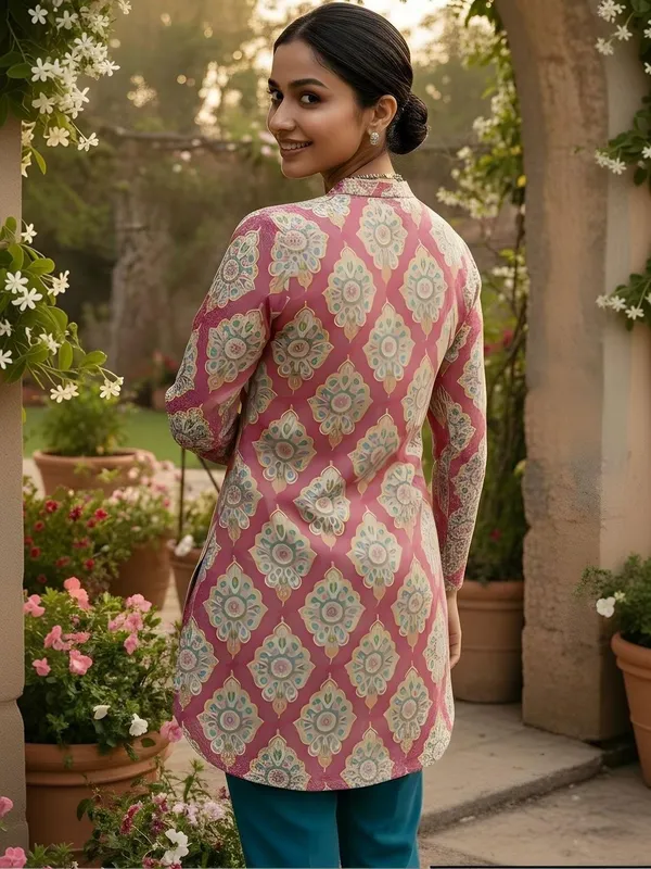 Pink_Cotton_Abstract_Printed_Kurti