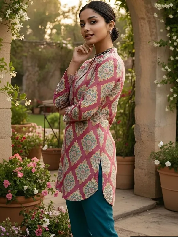 Pink_Cotton_Abstract_Printed_Kurti