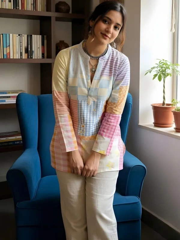 Cream_Cotton_Geometrical_Printed_Kurti