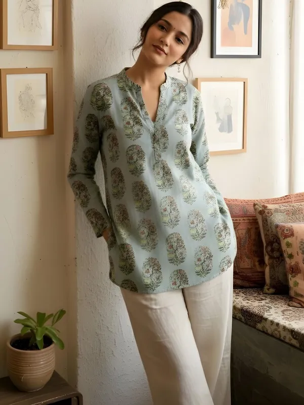 Grey_Cotton_Floral_Printed_Kurti
