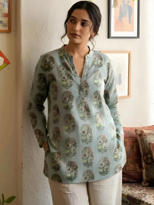 Grey_Cotton_Floral_Printed_Kurti