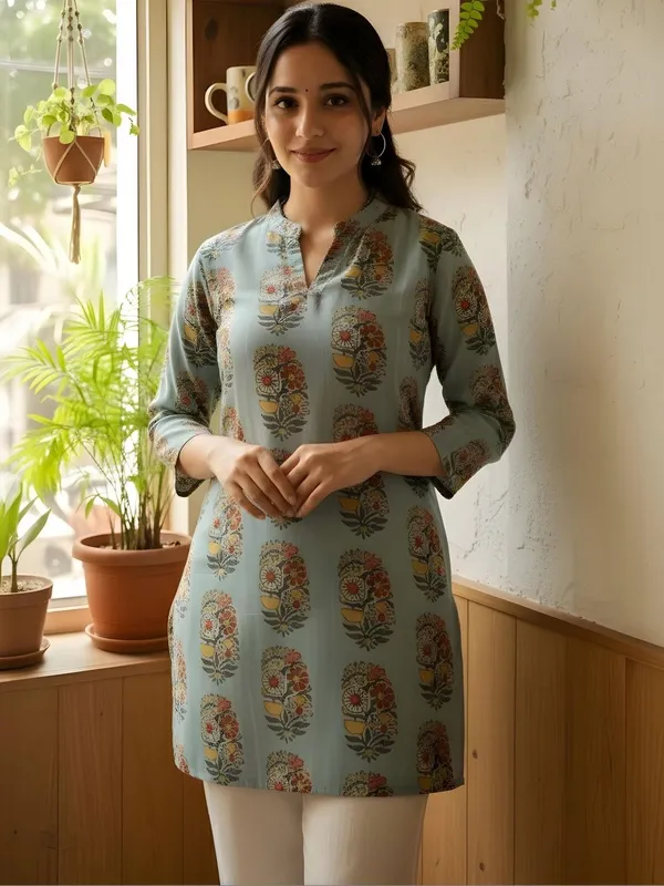 Sea_Green_Cotton_Floral_Printed_Kurti