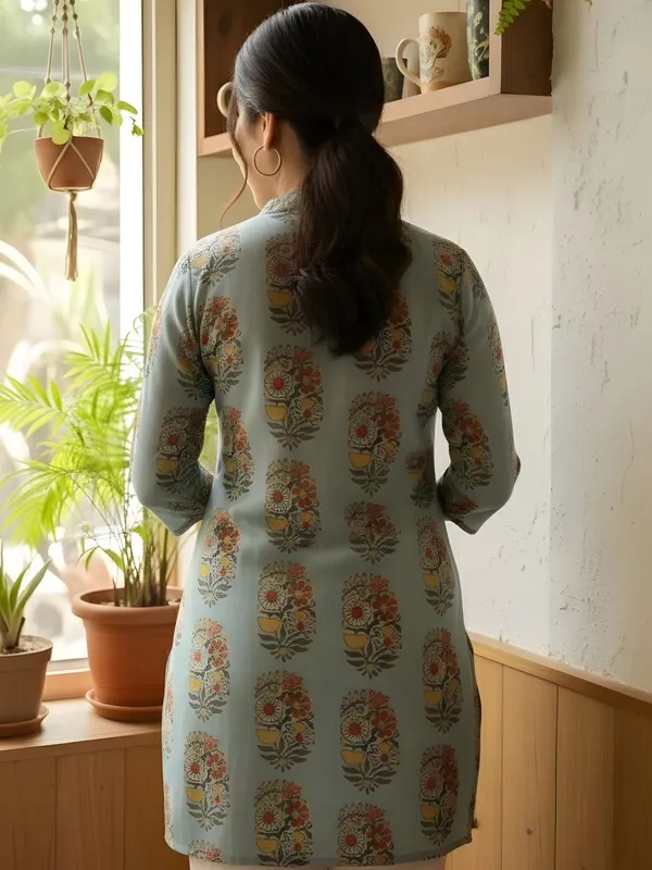 Sea_Green_Cotton_Floral_Printed_Kurti