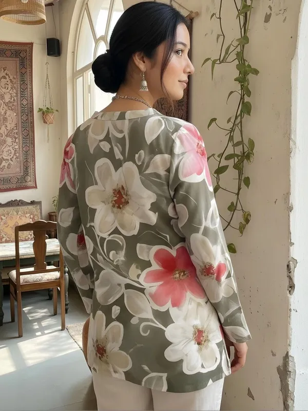 Green_Cotton_Big_Flower_Printed_Kurti