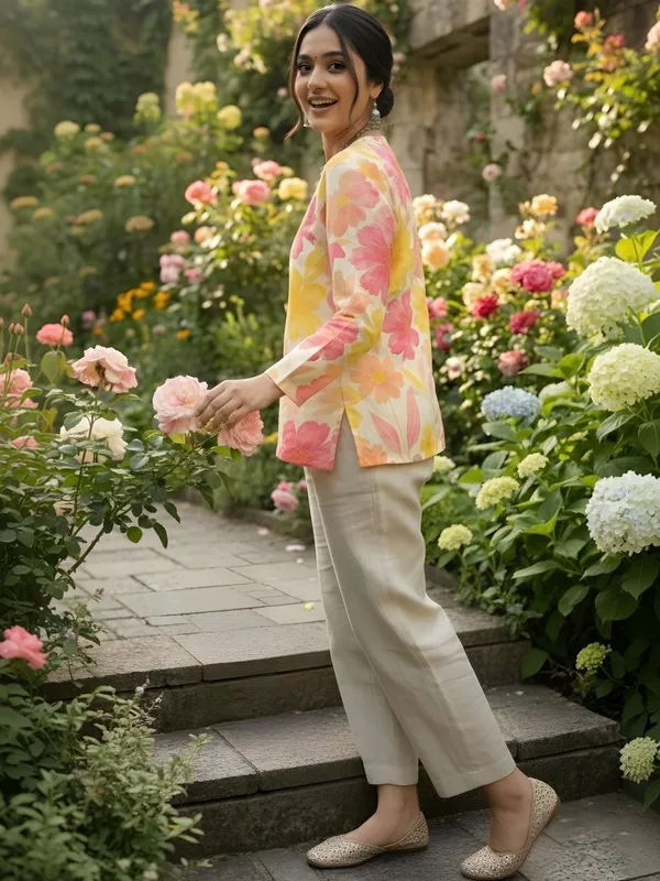Pink_And__Yellow_Cotton_Big_Flower_Printed_Kurti