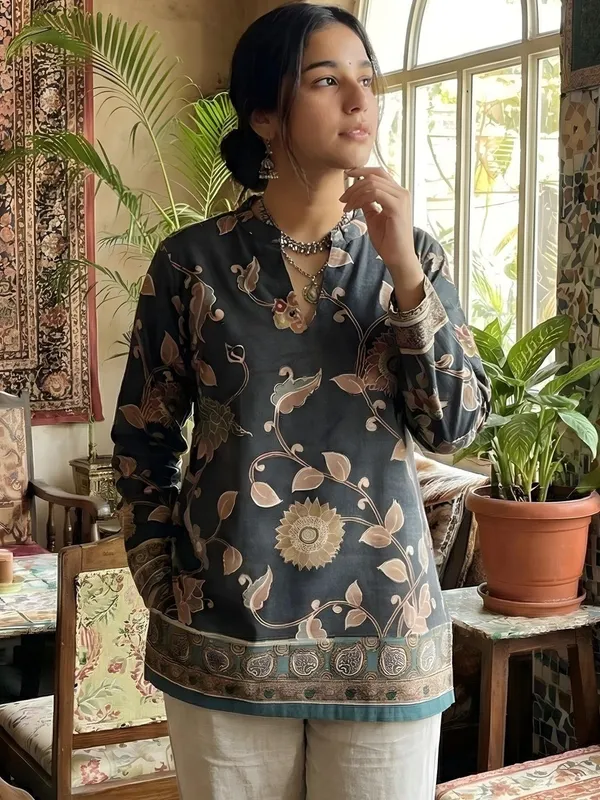 Grey_Cotton_Floral_Printed_Kurti