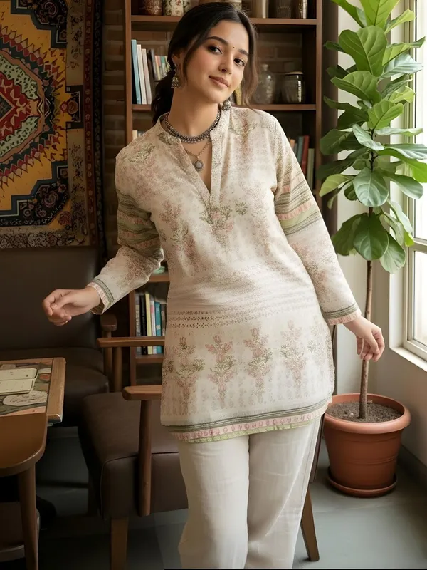 Cream_Cotton_Floral_Printed_Kurti