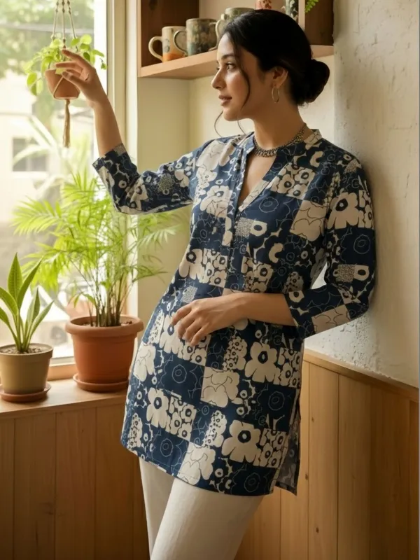 Blue_Cotton_Abstract_Printed_Kurti