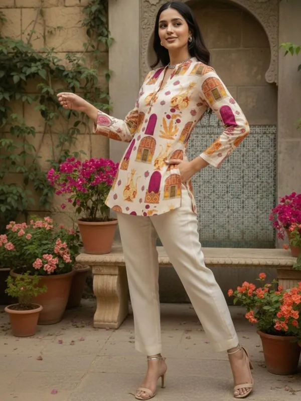 Cream_Cotton_Abstract_Printed_Kurti