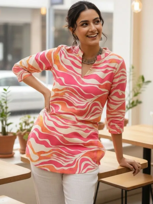 Pink_Cotton_Abstract_Printed_Kurti