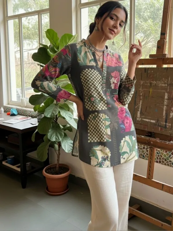 Grey_Cotton_Floral_Printed_Kurti