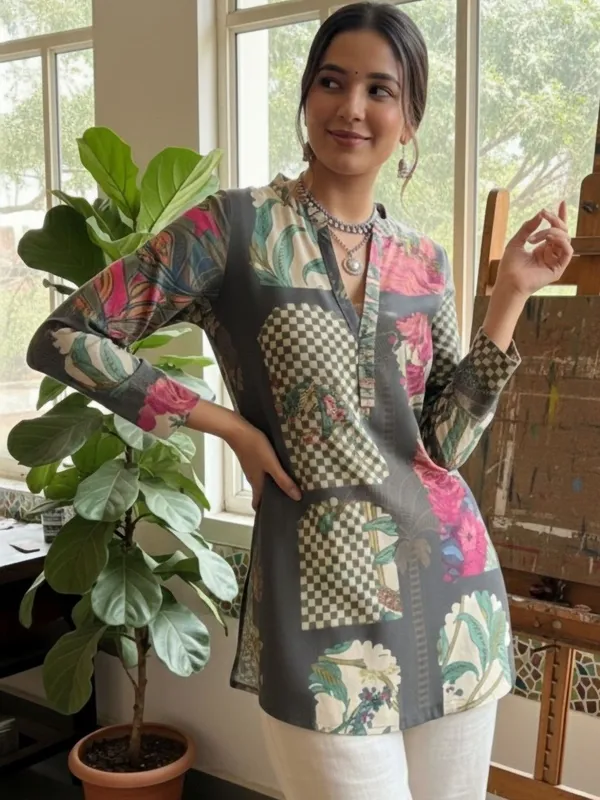 Grey_Cotton_Floral_Printed_Kurti