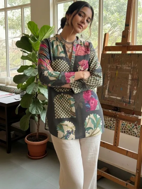 Grey_Cotton_Floral_Printed_Kurti