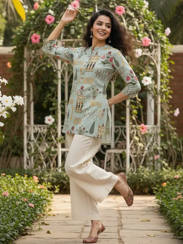 Sea_Green_Cotton_Abstract_Printed_Kurti