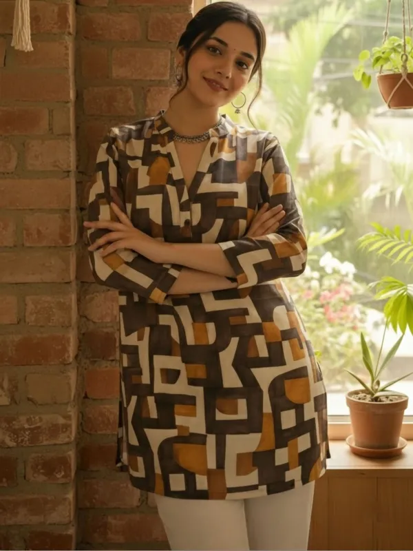 Brown_Cotton_abstract_Printed_Kurti
