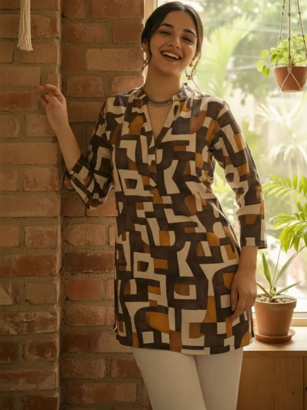 Brown_Cotton_abstract_Printed_Kurti