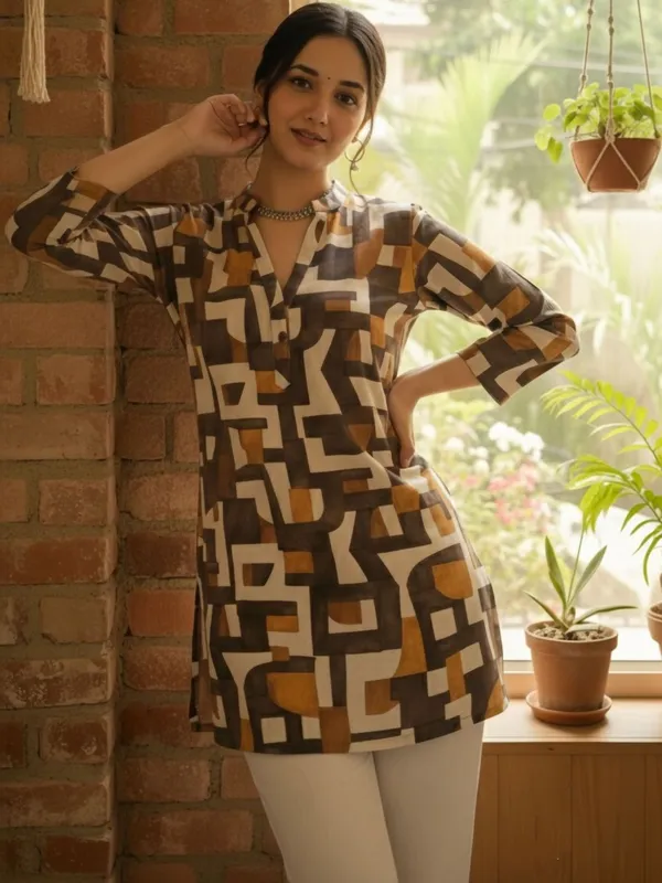 Brown_Cotton_abstract_Printed_Kurti