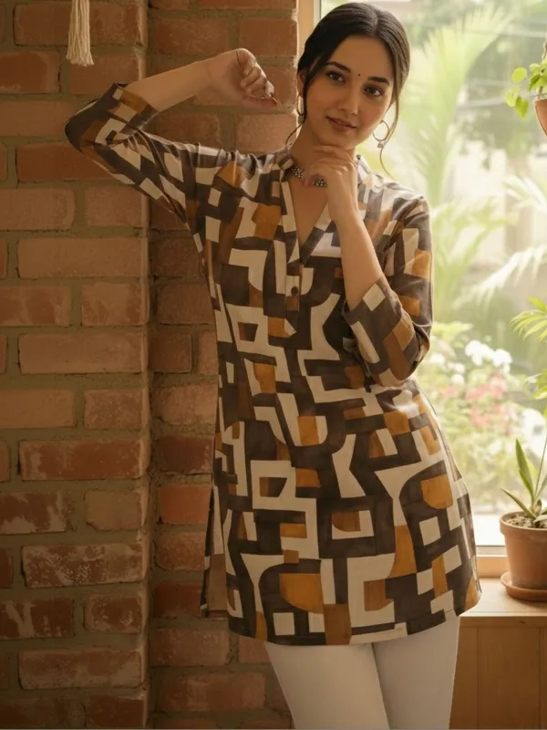 Brown_Cotton_abstract_Printed_Kurti