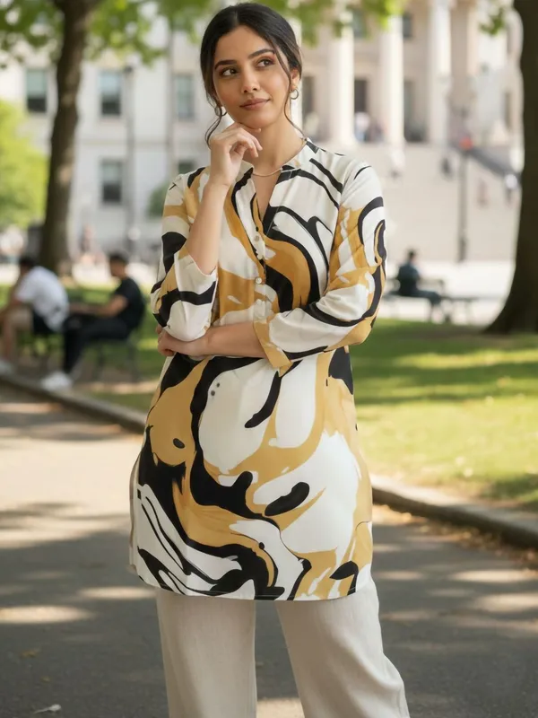 Cream_Cotton_abstract_Printed_Kurti