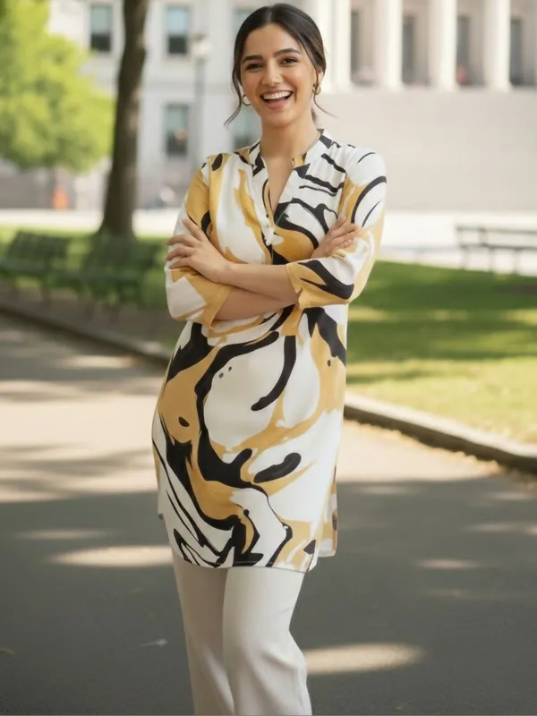 Cream_Cotton_abstract_Printed_Kurti