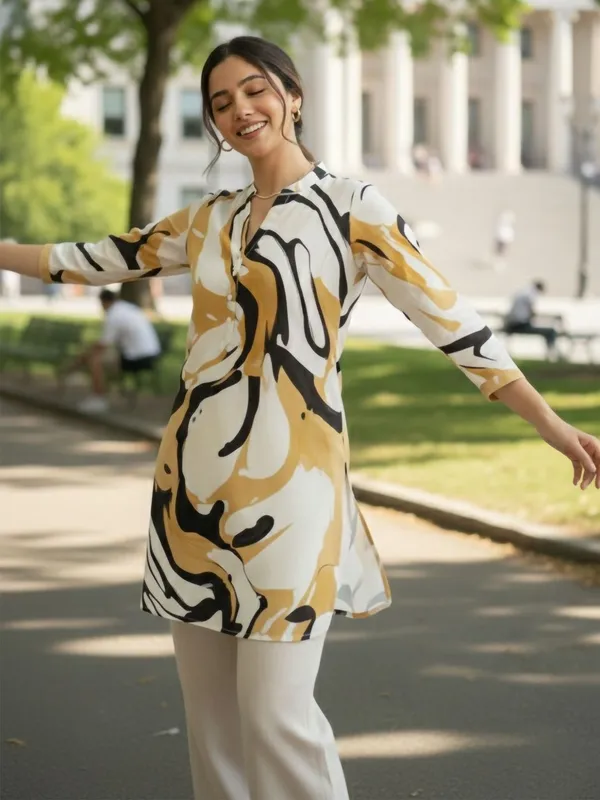 Cream_Cotton_abstract_Printed_Kurti